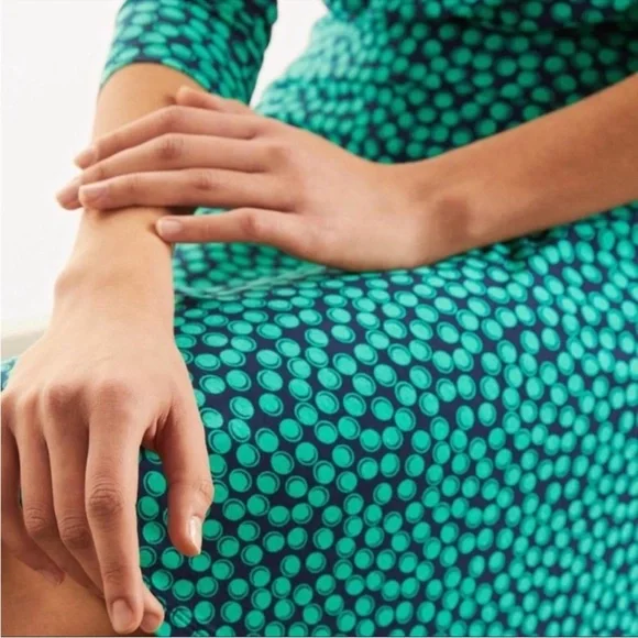 Boden NWT Green and Navy Polka Dot Dress Size 14R - Picture 7 of 12
